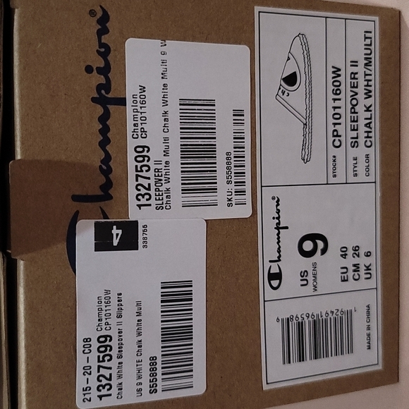 Champion White Logo Slippers | Size 9 NWT Cozy Sleepover II Jersey Knit Comfy - Picture 9 of 12